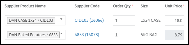 Unit Price on a supplier order