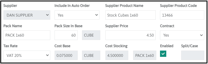 Supplier Price on the Suppliers tab