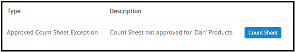 Approved Count Sheet exception