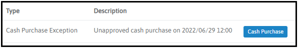 Cash Purchase exception