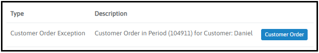 Customer Order exception