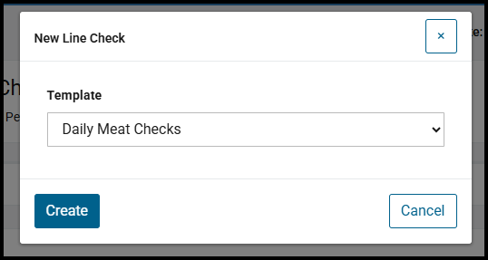New Line Check window with the Template list