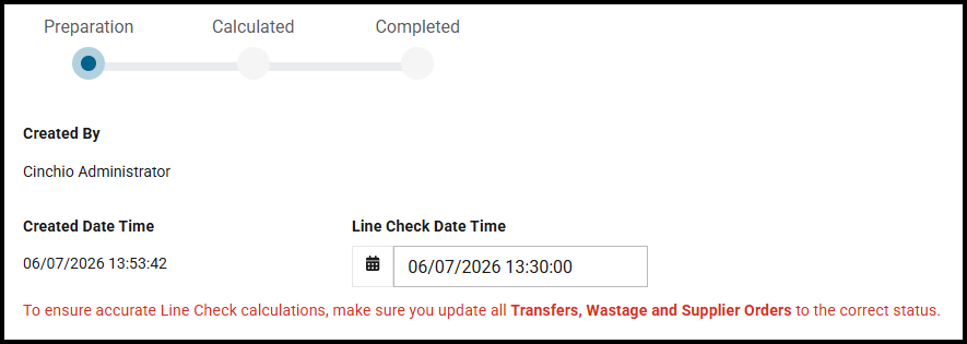 Line check details including Line Check Date Time