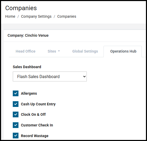 Cash Up Count Entry option in company setup