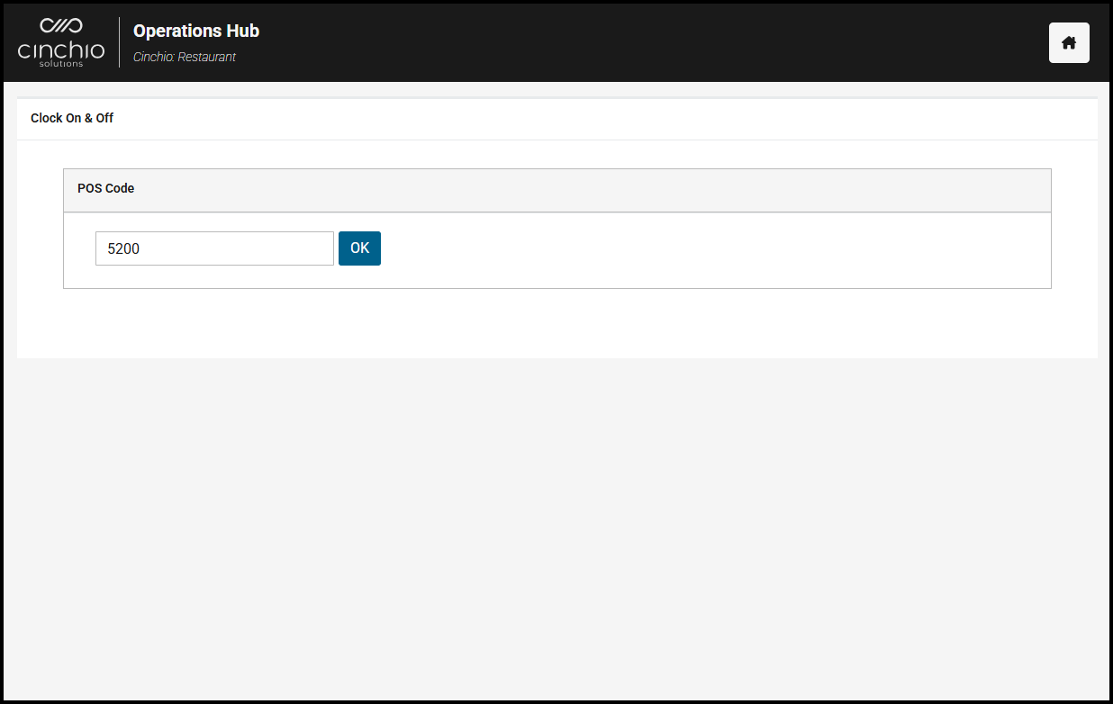 Entering a POS code or employee number in Clock In and Out