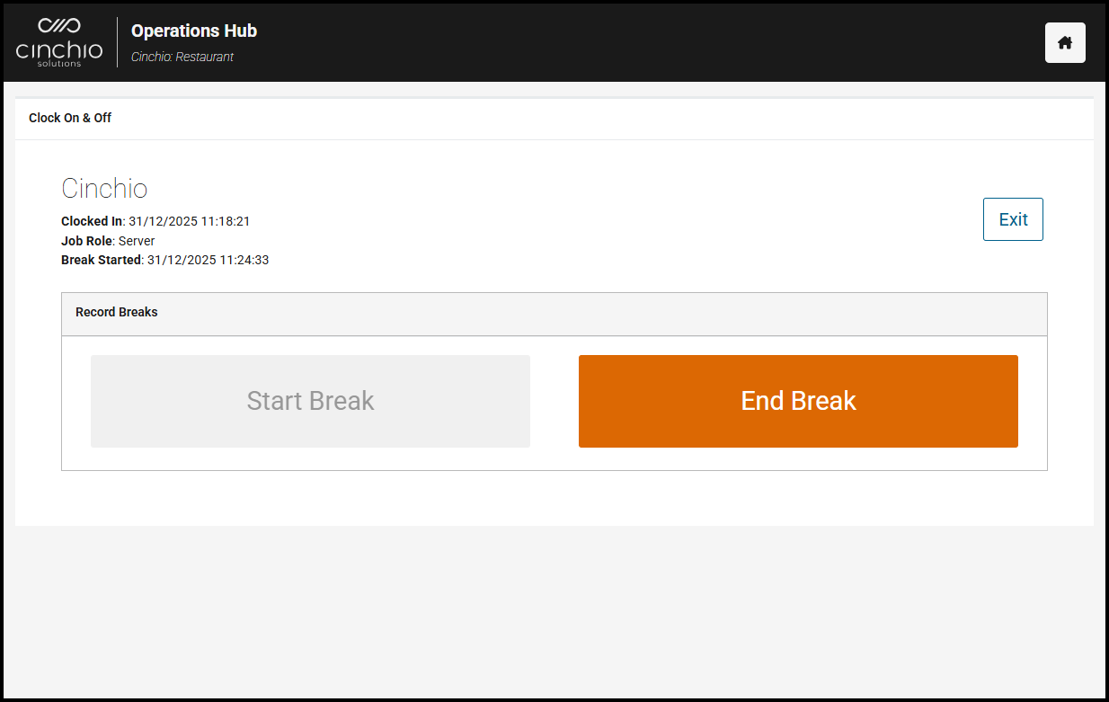 Break end confirmation