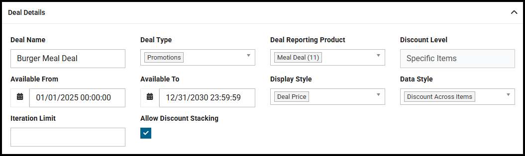 Deal Details section of the deal page