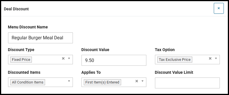 Deal discount for a combo deal
