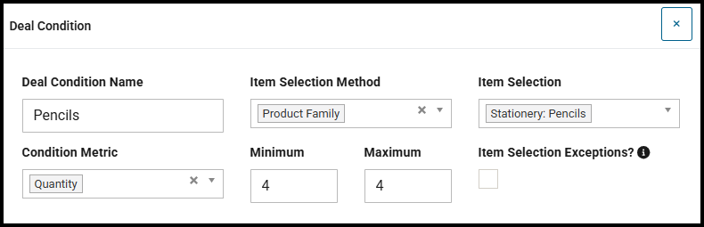 Deal condition for a multibuy deal