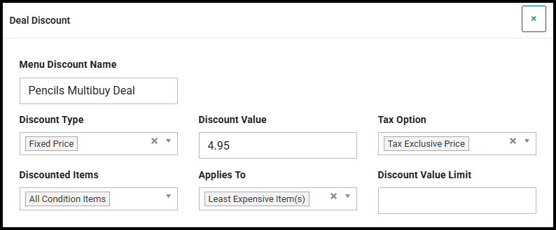 Deal discount for a multibuy deal