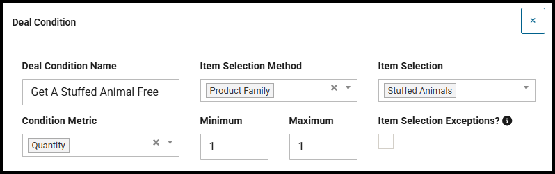 Deal condition for a Buy X Get Y deal