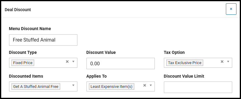 Deal discount for a Buy X Get Y deal