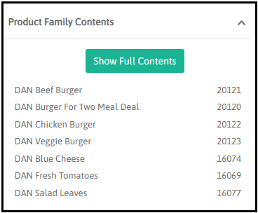 Full contents of a product family