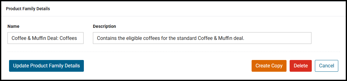 Product family settings