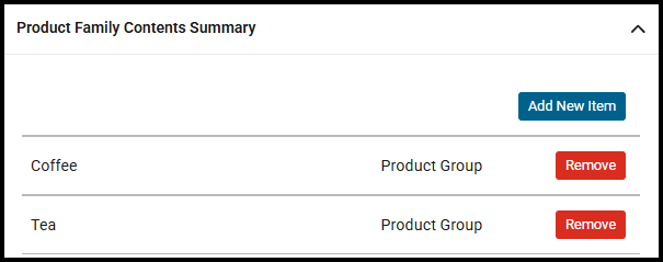 Product Family Contents Summary list