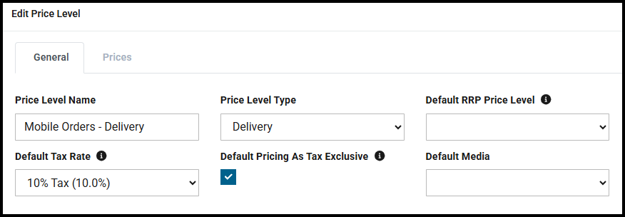 Price level settings