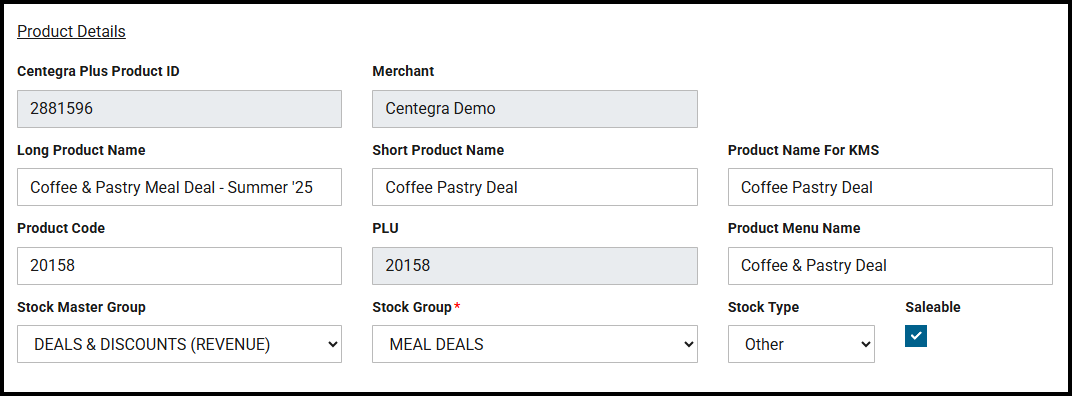 Core product details