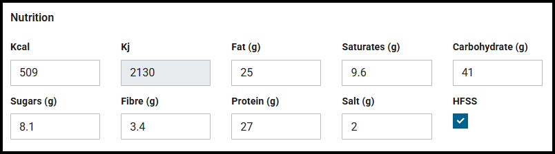 Nutritional information