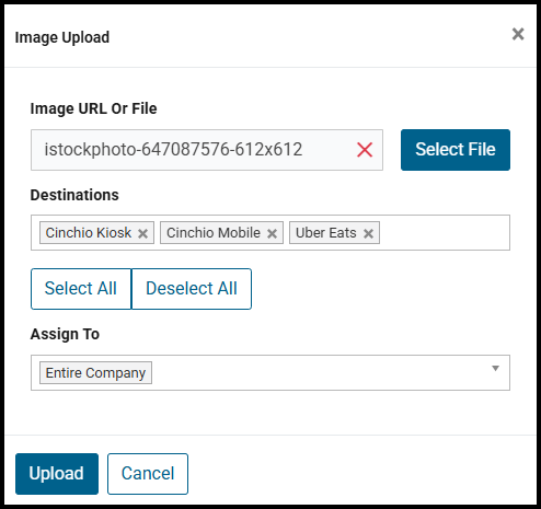 Upload Image window
