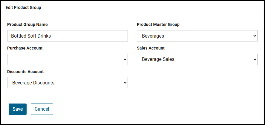 Editing a product group