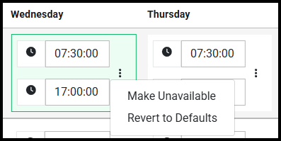 Changing the times for one day