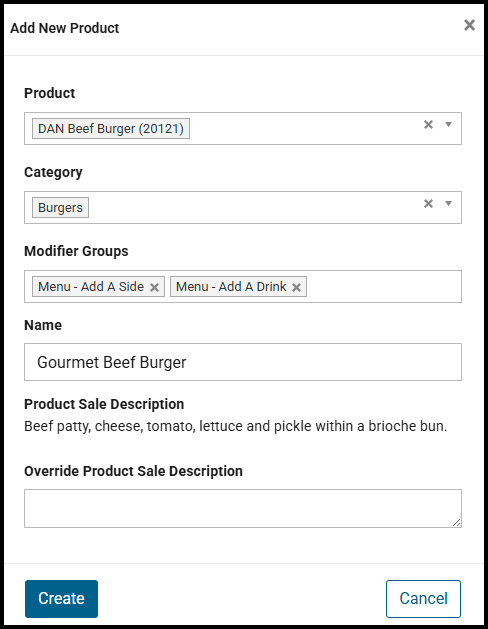 Add New Product window