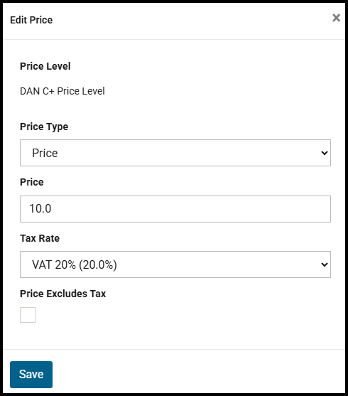 Add or Edit Pricing window