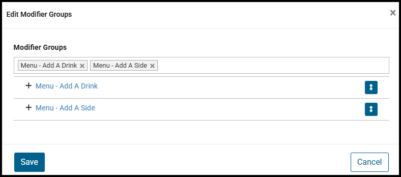 Edit Modifier Groups window