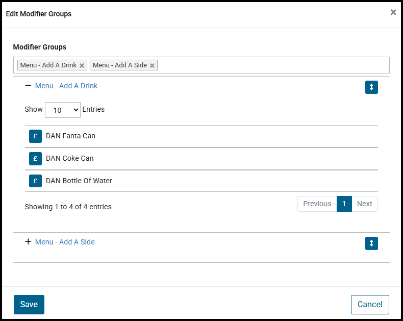 Modifiers in a modifier group
