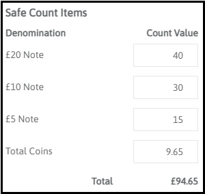 Entering a safe count