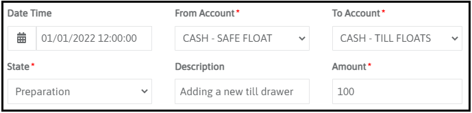 New Cash Movement page