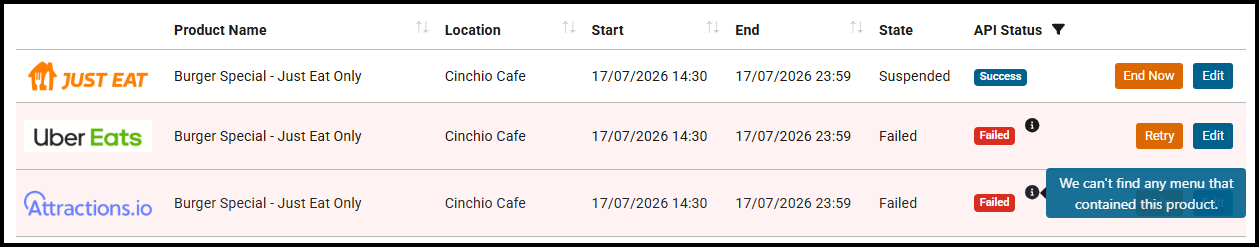 Failed suspension with the Retry option