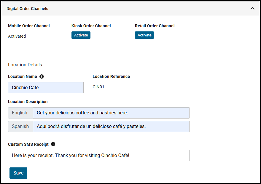 Digital Order Channels section