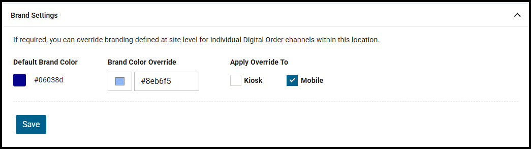 Brand Settings section