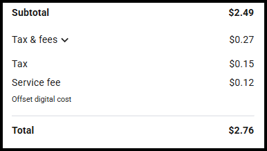 Service fee at checkout