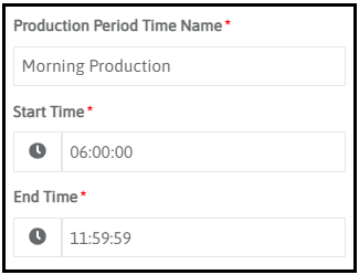 New Production Period Time window