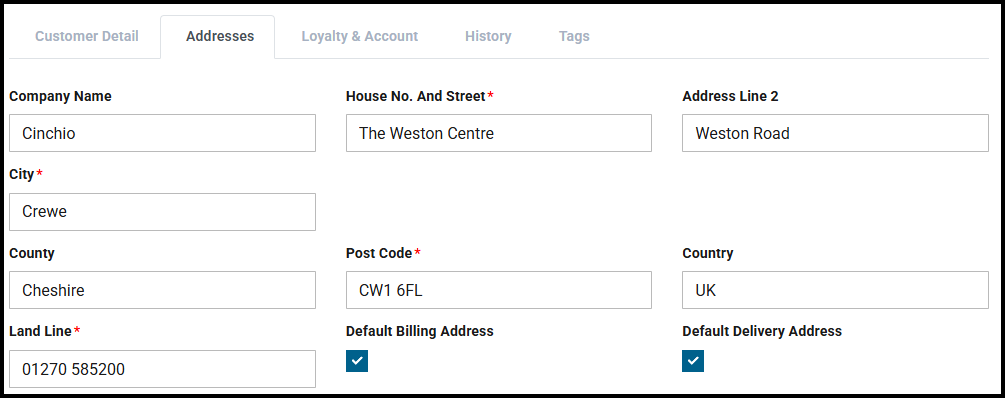 Adding a customer address