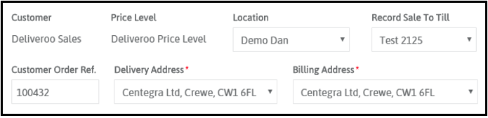 Default addresses on a customer order