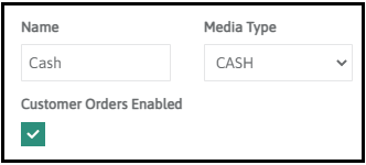 Customer Orders Enabled setting on a payment media