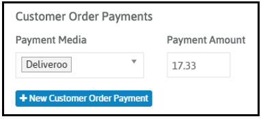 Customer Order Payments with payment media options