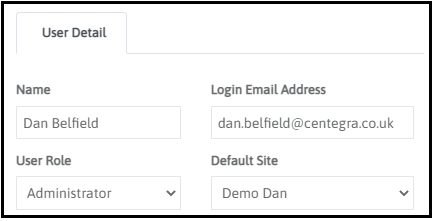User Role on a user