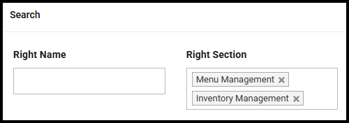 Searching user role rights