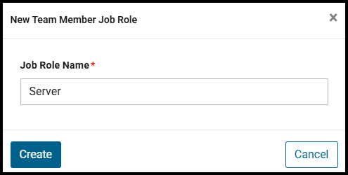 New Team Member Job Role window