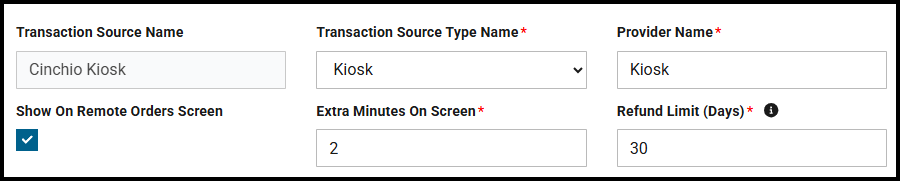 Edit Transaction Source page