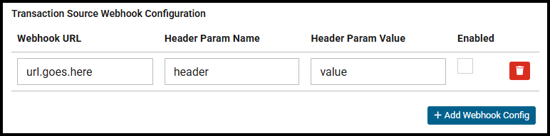 Transaction source webhook settings
