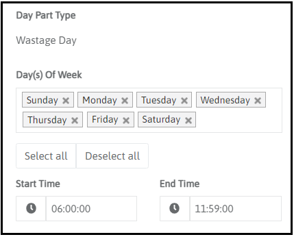 Assign Day Parts window