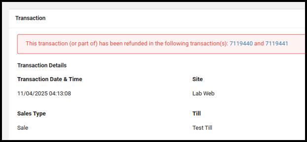 Transaction with multiple partial refunds