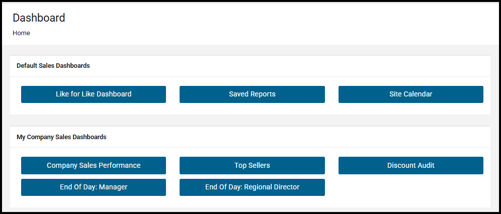 Company Dashboard section on the landing page