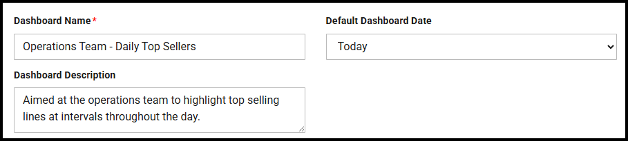 Dashboard core settings