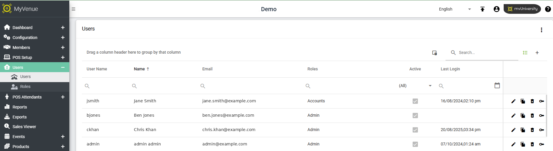 The Users list with the add (+) symbol to the right of the Search bar